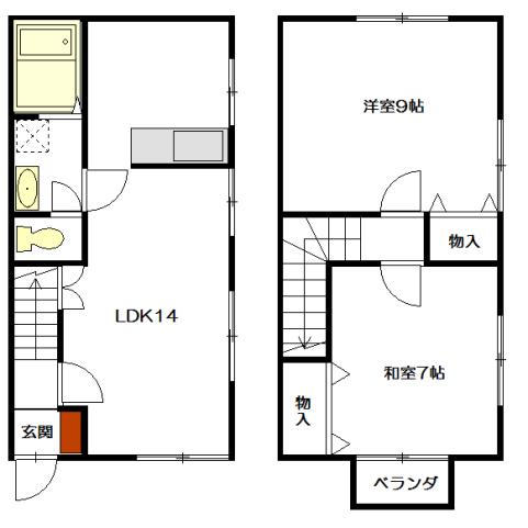 坂井1メゾネット(2LDK/1階)の間取り写真