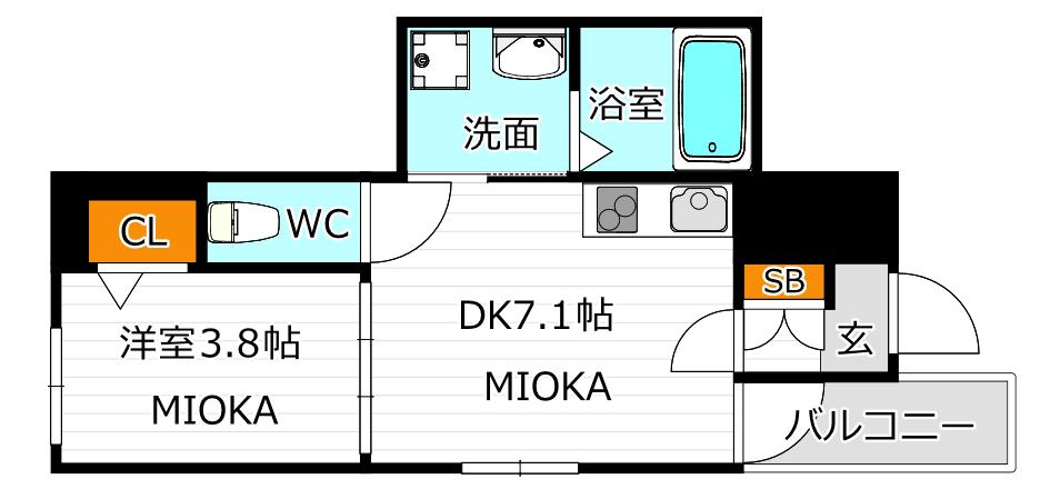 ロイヤルコートあびこ(1DK/2階)の間取り写真