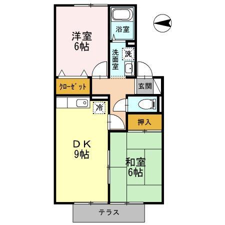 パルハウスA(2DK/1階)の間取り写真