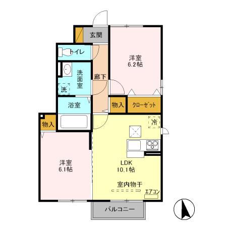 パンジューヌ(2LDK/1階)の間取り写真