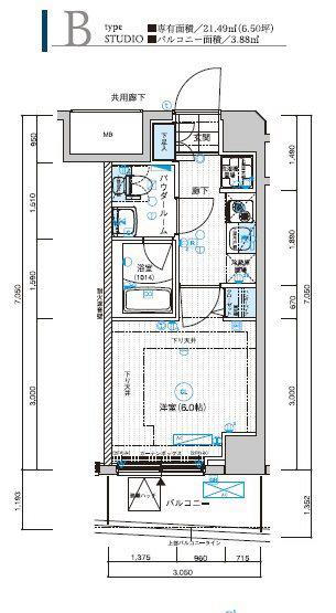 メインステージ横濱東口(1K/7階)の間取り写真