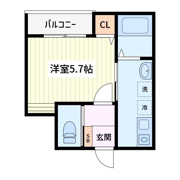 MELLAS鳩ヶ谷II(1K/1階)の間取り写真