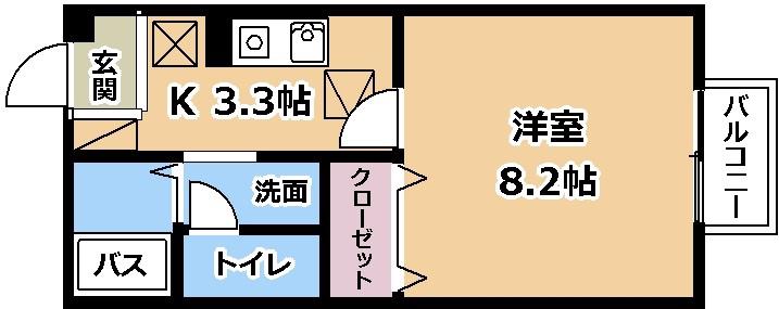 上萱の園(1K/1階)の間取り写真