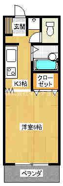 ハイツレジェンド(1K/3階)の間取り写真