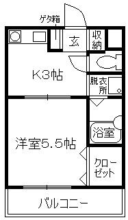 アルファポレール(1K/2階)の間取り写真