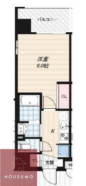 LUXE東三国ウエスト(1K/9階)の間取り写真