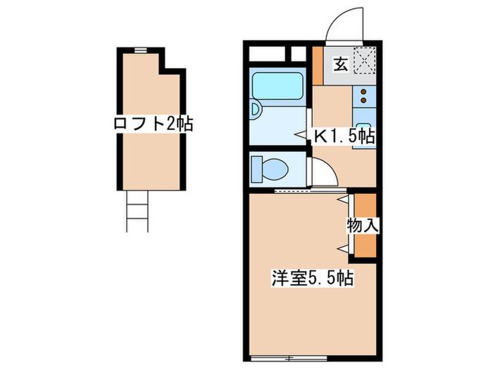 プレジール中町(1K/2階)の間取り写真