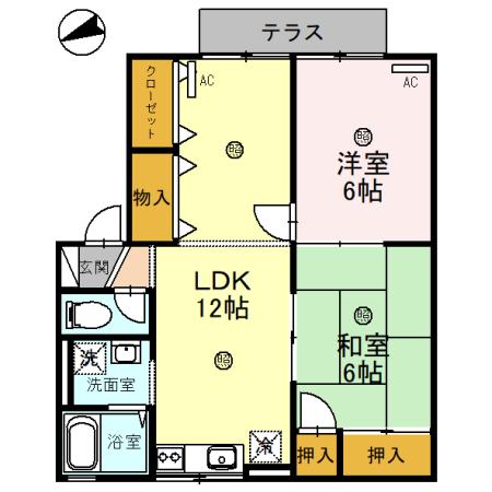 グリーンセゾン(2LDK/1階)の間取り写真