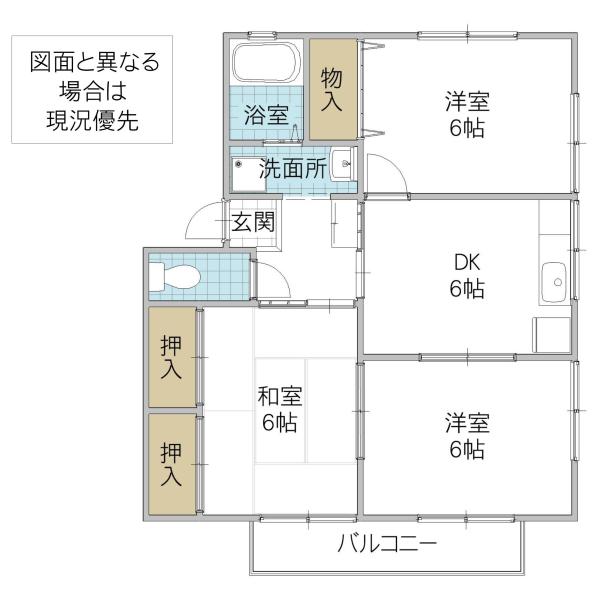 クレセント B(3DK/2階)の間取り写真