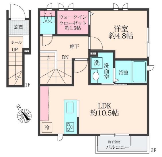 HOUSE千歳船橋(1LDK/2階)の間取り写真