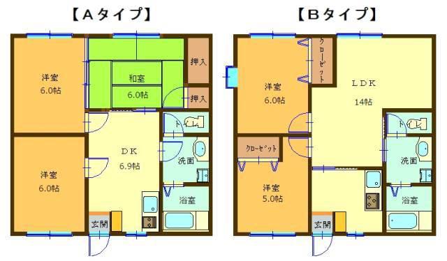 プレアデス2号館(3DK/1階)の間取り写真