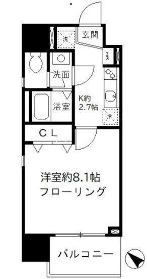 らく万築地ビル(1K/6階)の間取り写真