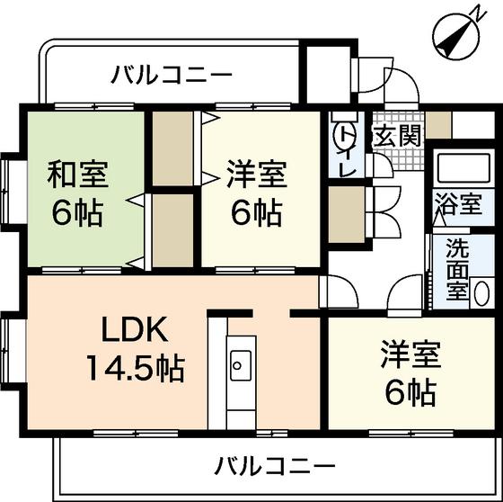 サンテラス根石(3LDK/4階)の間取り写真