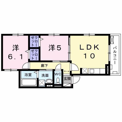 コージーコート(2LDK/3階)の間取り写真