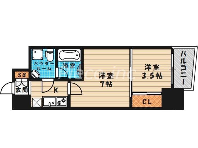 APRILE南森町(1DK/10階)の間取り写真