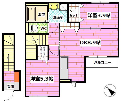 スターテラス長楽寺(2LDK/2階)の間取り写真