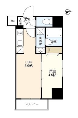 ミュプレ恵比寿(1LDK/10階)の間取り写真