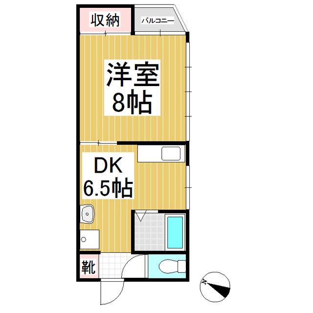 馬場田ビル(1DK/3階)の間取り写真