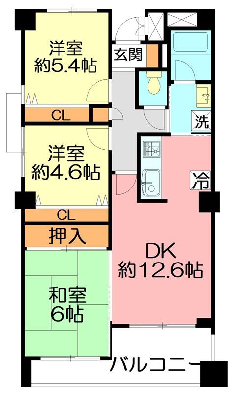 N-FLATS横浜中田(3DK/5階)の間取り写真