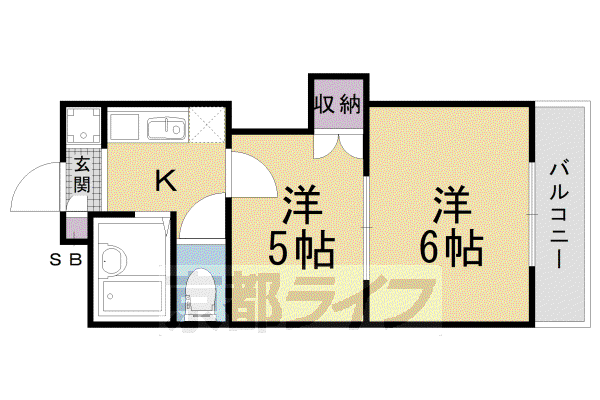 プリマベーラ西京極(2K/4階)の間取り写真