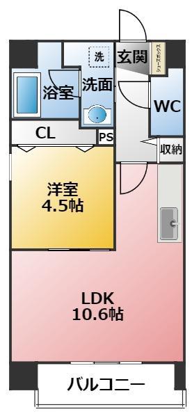 ル・コンセルト本陣(1LDK/6階)の間取り写真