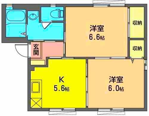 フレグランス杉山E棟(2DK/1階)の間取り写真