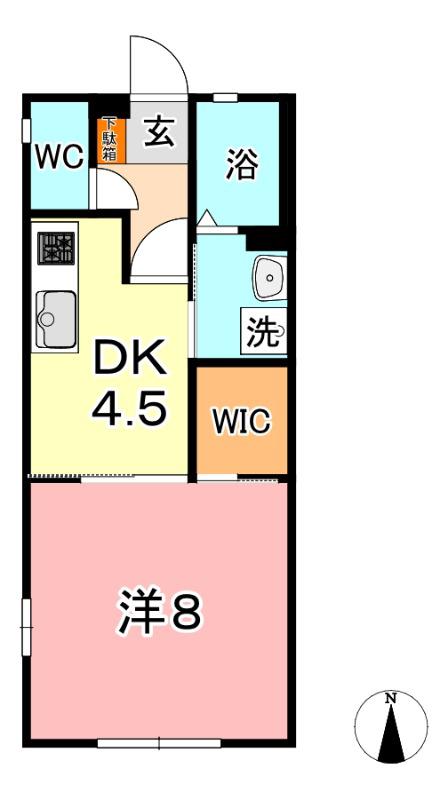 エスペランサ福島 A(1DK/1階)の間取り写真