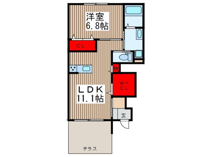 アドヴァンスIV(1LDK/1階)の間取り写真