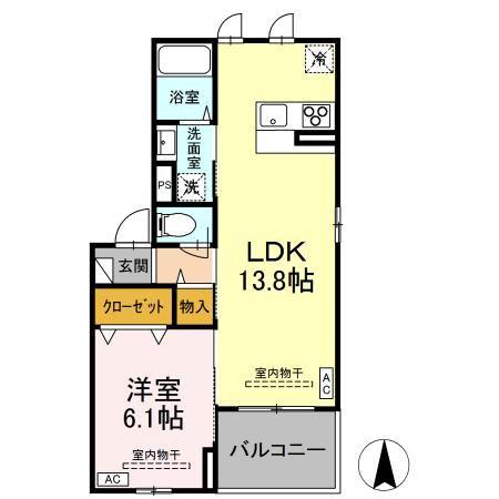 リヴェール長町(1LDK/2階)の間取り写真