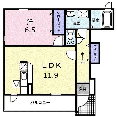 ヴェルドミールIII(1LDK/1階)の間取り写真