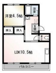 山口マンション(1LDK/2階)の間取り写真