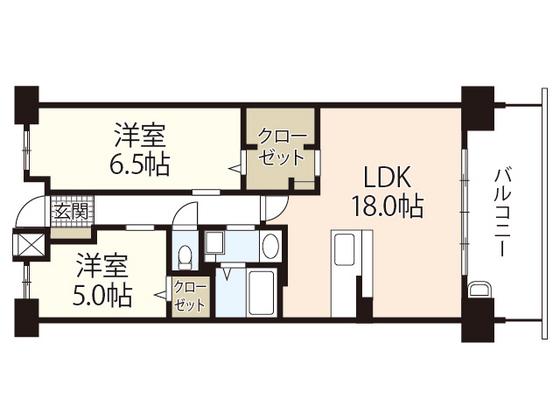 ヴェルディ西条プールバール(2LDK/15階)の間取り写真