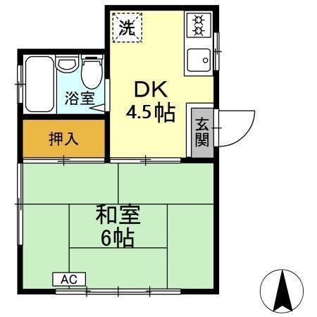 コーポ池田桃井(1DK/2階)の間取り写真