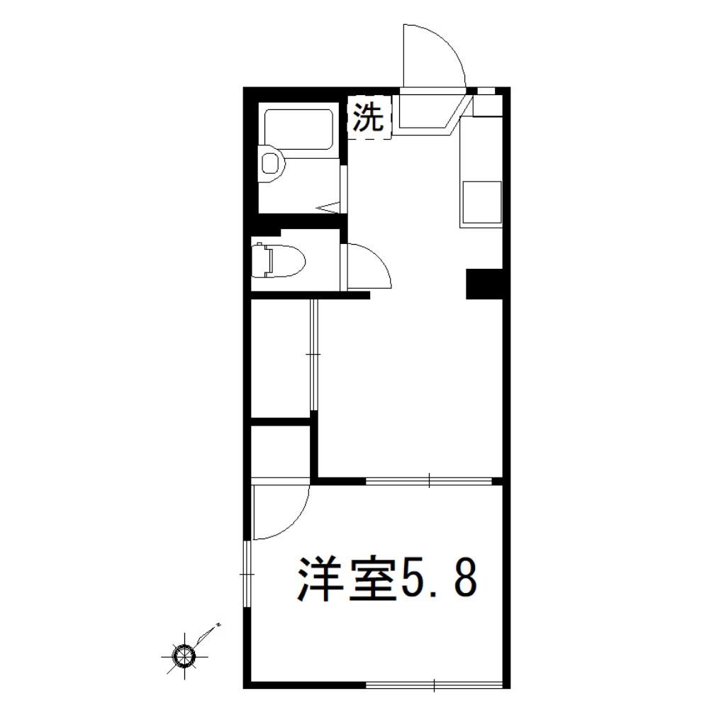 プラージュE C棟(1DK/1階)の間取り写真