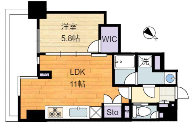 アルカーデンタワー入谷(1LDK/5階)の間取り写真
