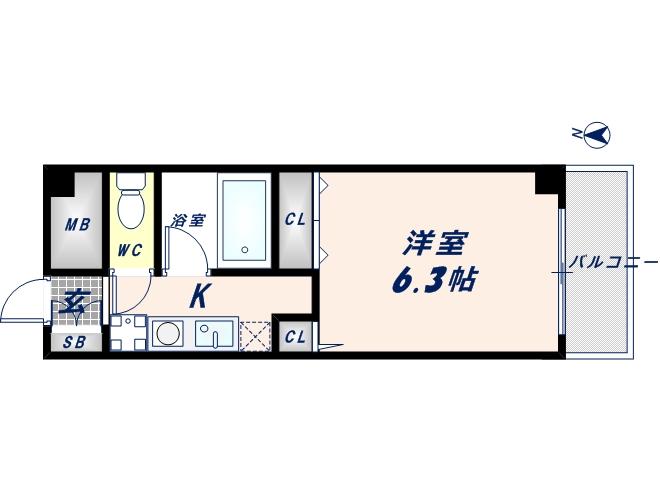 オークハイツ (1K/7階)の間取り写真
