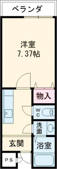 グリーンゲイブルズ大町(1K/1階)の間取り写真