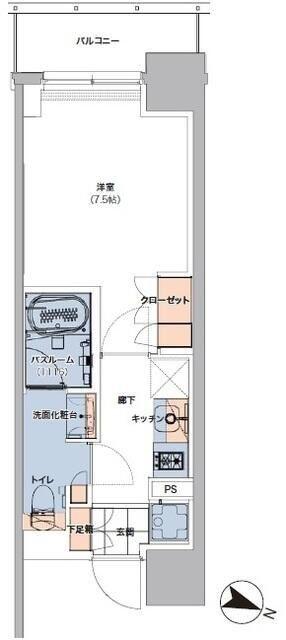 ボヌールステージ笹塚(1K/7階)の間取り写真