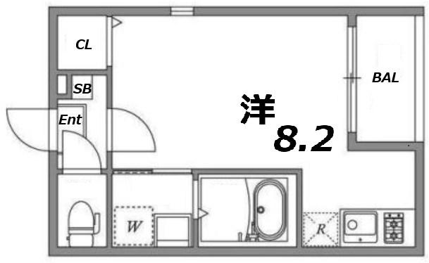 グレイス千里丘(ワンルーム/1階)の間取り写真
