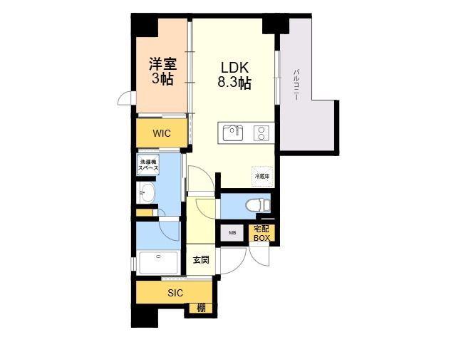 クレアホームズフラン博多祇園(1LDK/7階)の間取り写真