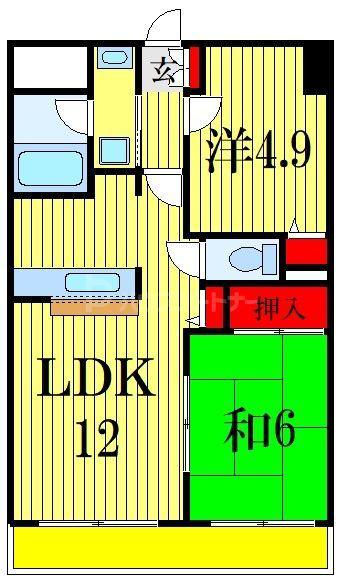 フジヴェール法蓮寺山(2LDK/4階)の間取り写真