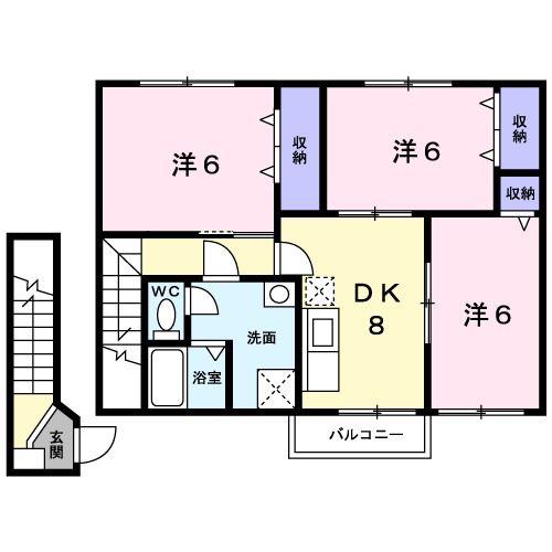 クレア21(3DK/2階)の間取り写真