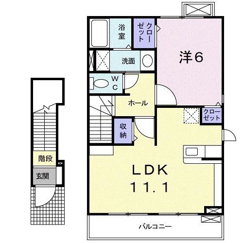 サニーハウス弐番館(1LDK/2階)の間取り写真