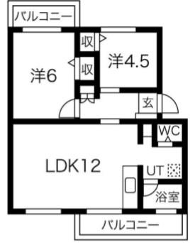 白川台藤ハイツ(2LDK/4階)の間取り写真