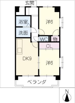 ウイングトミタ(2DK/3階)の間取り写真