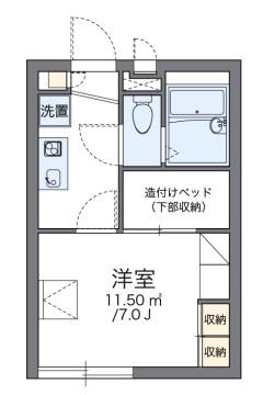 レオパレスミニョン フルール(1K/1階)の間取り写真