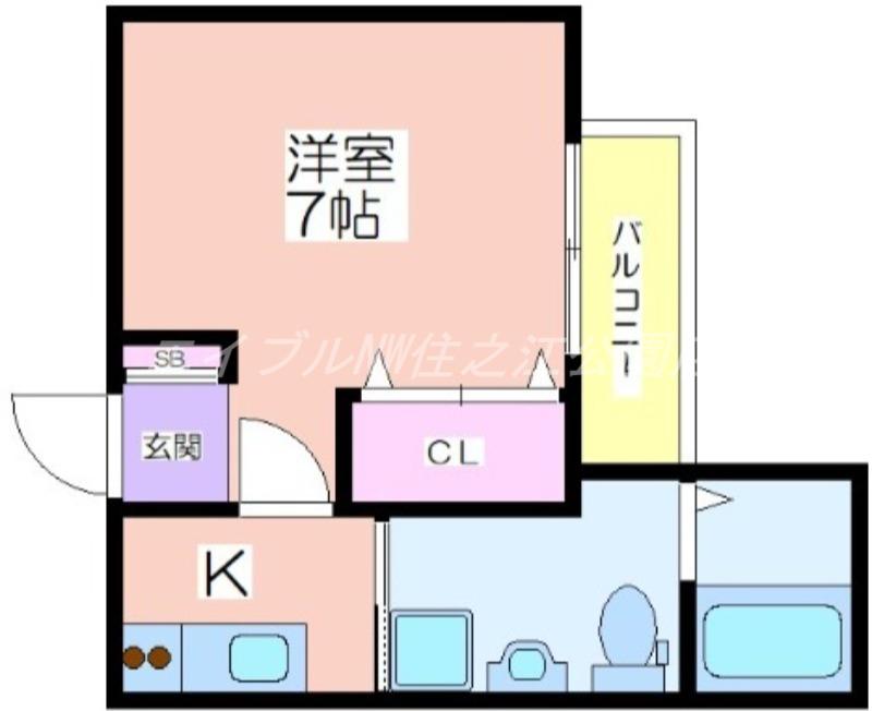 WING住之江(1K/3階)の間取り写真