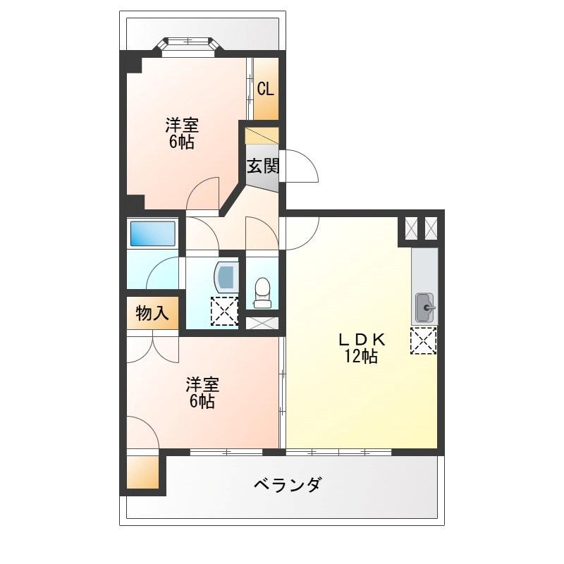 ボヌール(2LDK/1階)の間取り写真