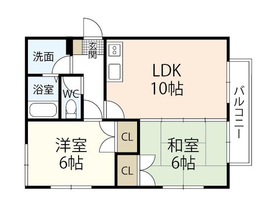 フィレンツェ原B棟(2LDK/1階)の間取り写真