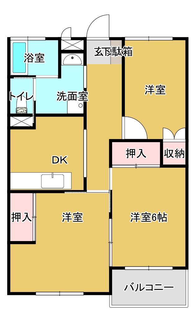 朝日ハイツ(3DK/2階)の間取り写真